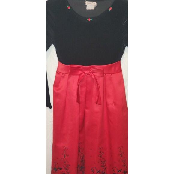 Rare Too Girls Red & Black Long Sleeve Dress with Bow Back Size 12 - Picture 4 of 5